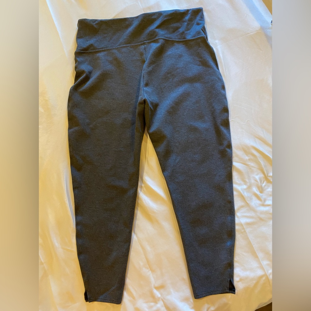 Spanx‎ Ankle Length Preppy Hem Slit Stretchy High Rise Leggings, Sz 3XL Gray